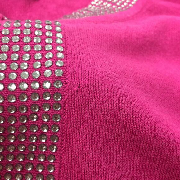 Dana Buchman Knit Sweater Blouse Size 1X Womens Dark Pink Rhinestone Tunic Top - Picture 9 of 12